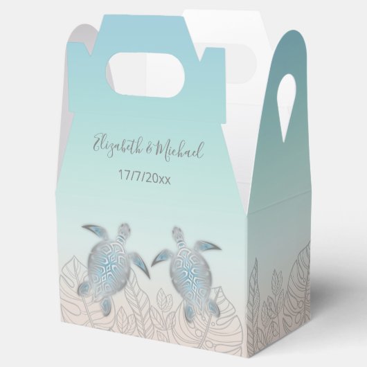Silver Turtles Beach Wedding Custom Vielen Dank Geschenkschachtel (Geöffnet)
