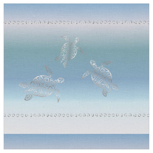 Silver Turtles Blue Gradient Pattern Stoff (Nahaufnahme)
