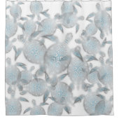 Silver Turtles Pattern Nautic Duschvorhang (Vorderseite)