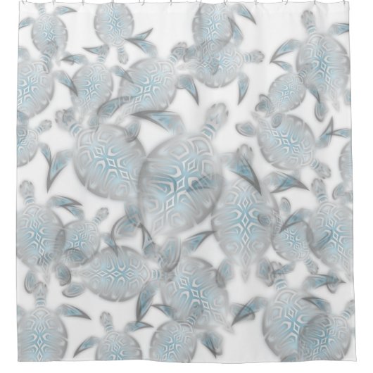 Silver Turtles Pattern Nautic Duschvorhang (Vorderseite)