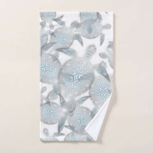 Silver Turtles  Pattern Nautical Badhandtuch Set (Handtuch)