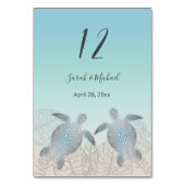 Silver Turtles Tropical Blätter Beach Wedding Tischnummer (Vorderseite)