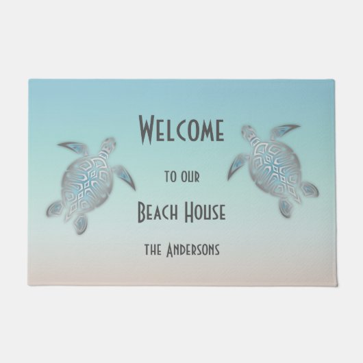 Silver Turtles Turquoise Beach House Fußmatte (Vorderseite)