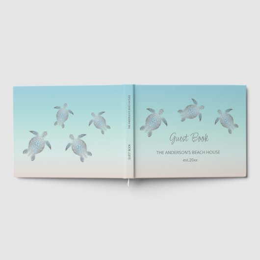 Silver Turtles Turquoise Coastal Beach House Gästebuch (Voll)