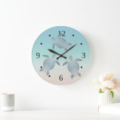 Silver Turtles Turquoise Maritime Moderne Große Wanduhr (Zuhause)
