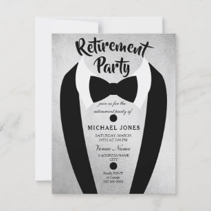 Silver Tuxedo Bow Krawatte Rente Party Einladung