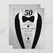 Silver Tuxedo Mens 50. Geburtstagsparty Einladung (Vorne/Hinten)
