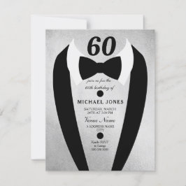 Silver Tuxedo Mens 60. Geburtstagsparty Einladung