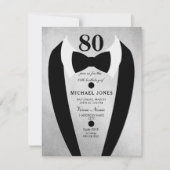 Silver Tuxedo Mens 80. Geburtstagsparty Einladung (Vorderseite)