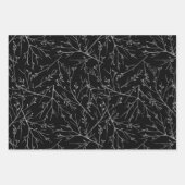 Silver Twigs on Black Geschenkpapier Set (Vorderseite)