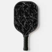 Silver Twigs on Black Pickleball Schläger (Rückseite)