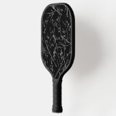 Silver Twigs on Black Pickleball Schläger (Links)