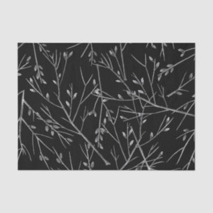 Silver Twigs on Black Seidenpapier