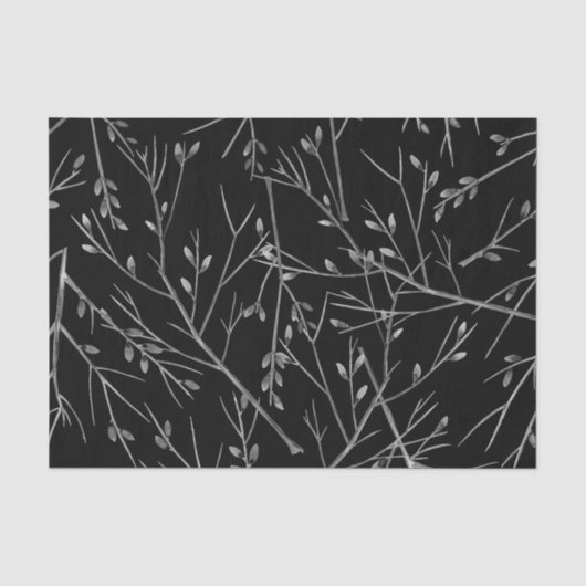 Silver Twigs on Black Seidenpapier (Vorderseite)