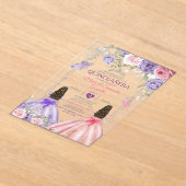Silver Twin Princess Lila und rosa Quinceañera Acryleinladungen (Ablage )