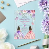 Silver Twin Princess Lila und rosa Quinceañera Acryleinladungen (In Situ (Hochzeit))