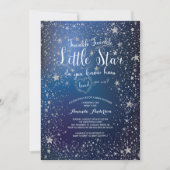 Silver Twinkle Little Star Baby Dusche Einladung (Vorderseite)