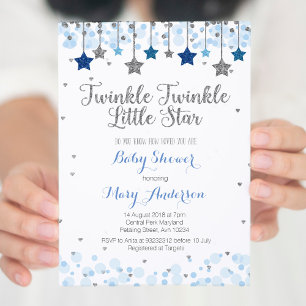 Silver Twinkle Twinkle Little Star Baby Dusche Einladung
