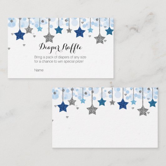 Silver Twinkle Twinkle Stern- Windeln Raffekarte Begleitkarte (Vorne/Hinten)