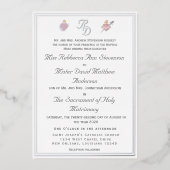 Silver Two Hearts Catholic Wedding Foil Invitation Folieneinladung (Vorderseite)