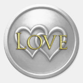 Silver Two Hearts Intertwined Wedding Runder Aufkleber (Vorderseite)