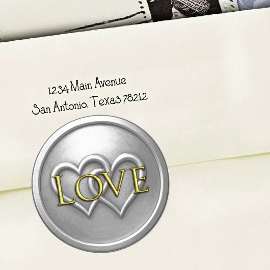 Silver Two Hearts Intertwined Wedding Runder Aufkleber