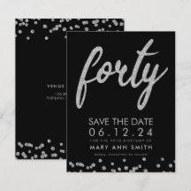 Silver Type 40. Geburtstag Rett Date Confetti