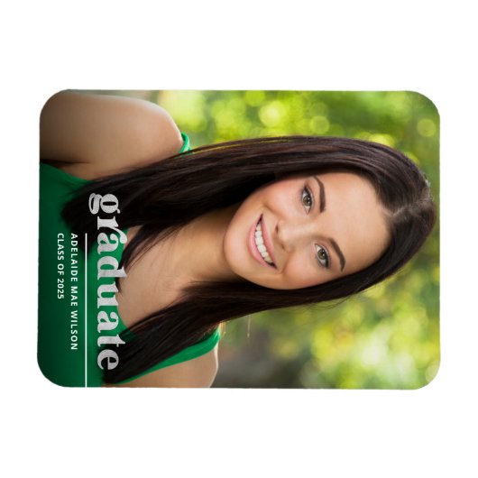 Silver Typografy 2025 Foto Graduate Ankündigung Magnet (Horizontal)