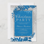 Silver typography leaf snow elegant chic Christmas Einladung (Vorderseite)