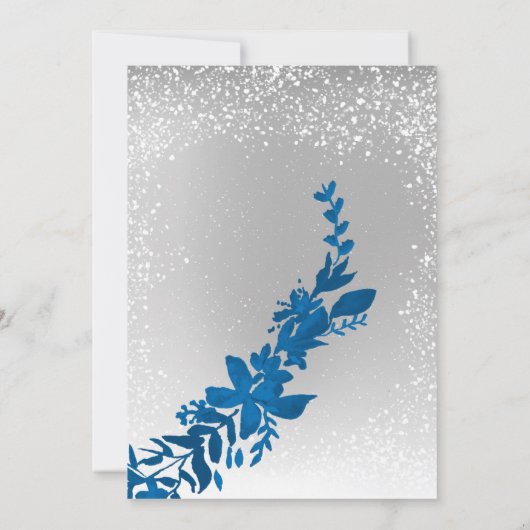 Silver typography leaf snow elegant chic Christmas Einladung (Rückseite)