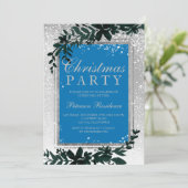 Silver typography leaf snow elegant chic Christmas Einladung (Stehend Vorderseite)