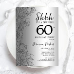 Silver Überraschung 60. Geburtstag Einladung<br><div class="desc">Silver Überraschung 60. Geburtstag Party Einladung. Glam feminin Design mit botanischen Akzenten und Typografie Script Schriftart. Einfache florale Einladungskarte perfekt für eine stilvolle weibliche Überraschung am Tag. Kann für jedes Alter angepasst werden. Gedruckte Zazzle Einladungen oder Sofortdownload digitalen druckbaren Vorlage.</div>