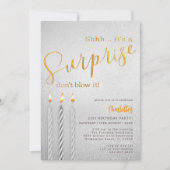 Silver Überraschung Geburtstag Einladung Glitzer K (Vorderseite)