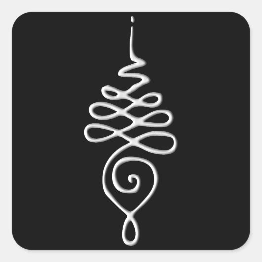 Silver Unalome  Quadratischer Aufkleber (Vorderseite)