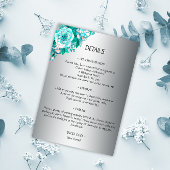 Silver und Aqua Rose Hochzeitdetails Begleitkarte