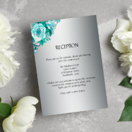 Silver und Aqua Rose Hochzeitskarte Begleitkarte
