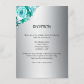 Silver und Aqua Rose Hochzeitskarte Begleitkarte (Vorderseite)