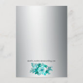 Silver und Aqua Rose Hochzeitskarte Begleitkarte (Rückseite)