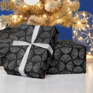 Silver und Black Art Deco Muster Geschenkpapier