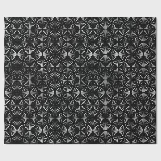 Silver und Black Art Deco Muster Geschenkpapier (Flach)