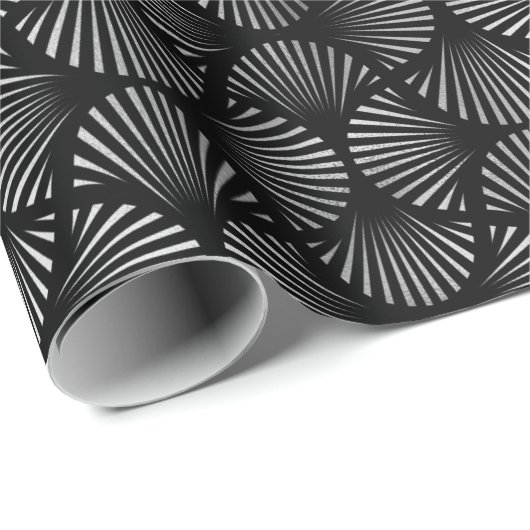 Silver und Black Art Deco Muster Geschenkpapier (Rolleneckpunkt)