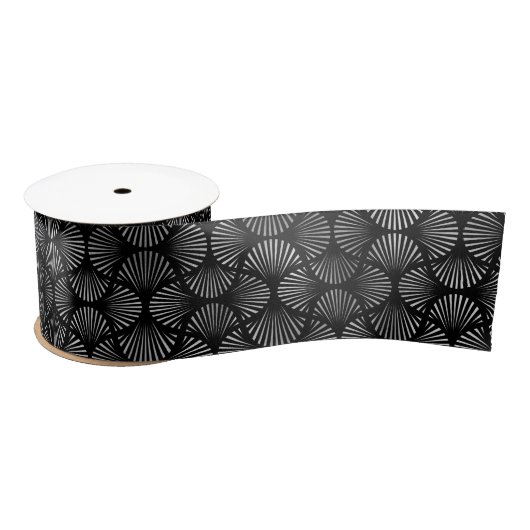 Silver und Black Art Deco Muster Satinband (Spule)