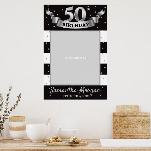Silver und Black Birthday Foto Prop Frame jedes Al Poster (Küche)