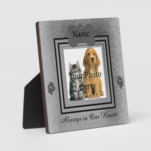 Silver und Black Custom Pet Memorial Fotoplatte (Vorderseite)