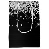 Silver und Black Extravagant Monogram Vielen Dank Mittlere Geschenktüte (Rückseite)