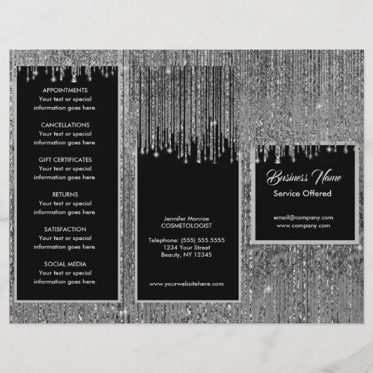 Silver und Black Menu & Pricing Flyer (Vorne)