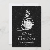 Silver und Black Ribbon Geschenk Frohe Weihnachten (Vorderseite)