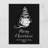 Silver und Black Ribbon Geschenk Frohe Weihnachten (Vorderseite)