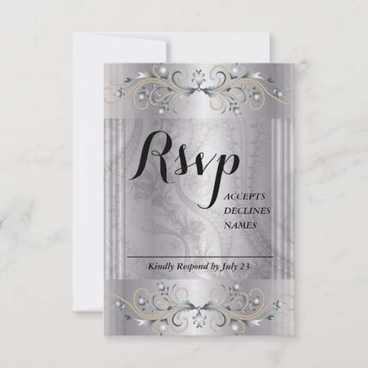 Silver- und Black-Rsvp-Karte RSVP Karte (Vorderseite)