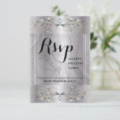 Silver- und Black-Rsvp-Karte RSVP Karte (Stehend Vorderseite)